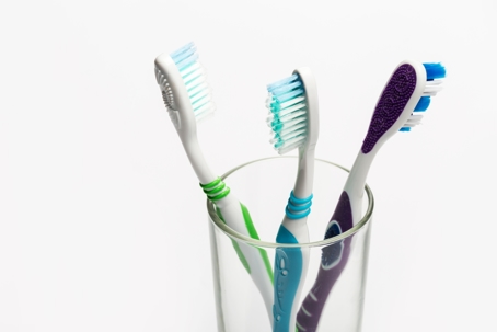toothbrushes in a stand